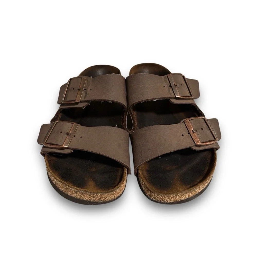 Birkenstock Men's Two Strap Leather Sandals Brown Size Unknown Measures 10